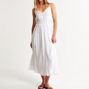 Abercrombie & Fitch Women's Crinkle Textured Smocked Waist Midi Dress